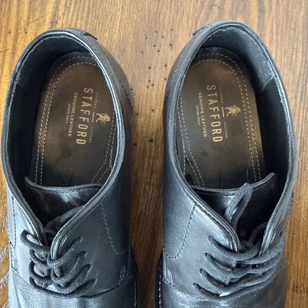 TAILORED CULTURE‎ STAFFORD SHOES GENUINE LEATHER MENS 8 M BLACK